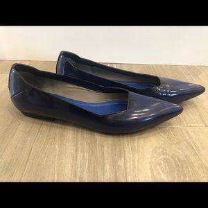 Costume National blue patent leather pointed toe flats